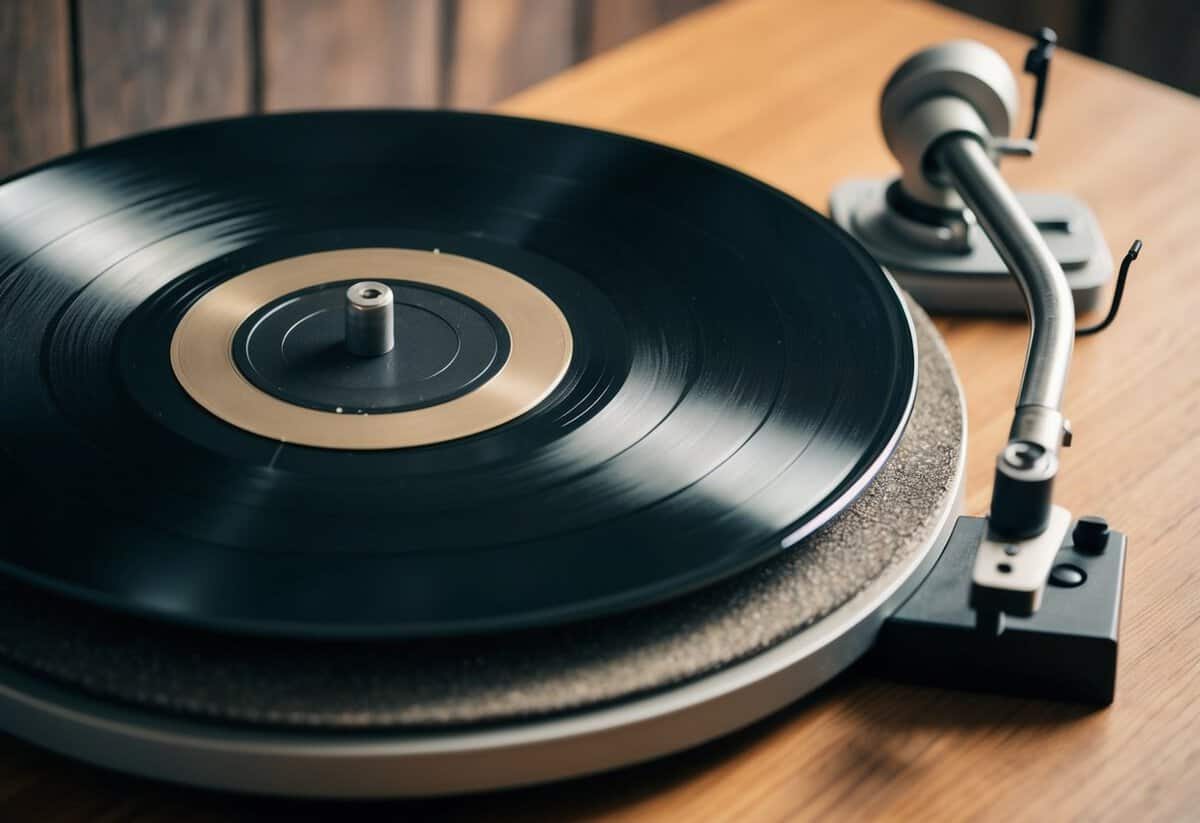 A broken record spinning on a dusty turntable, emitting a grating, off-key melody