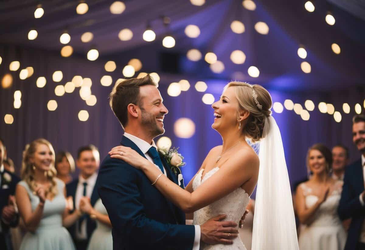 A joyful wedding playlist with a mix of romantic ballads and lively dance tunes, creating an atmosphere of love and celebration