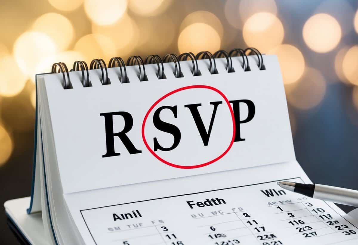 A calendar with a circled date and a pen marking the RSVP deadline