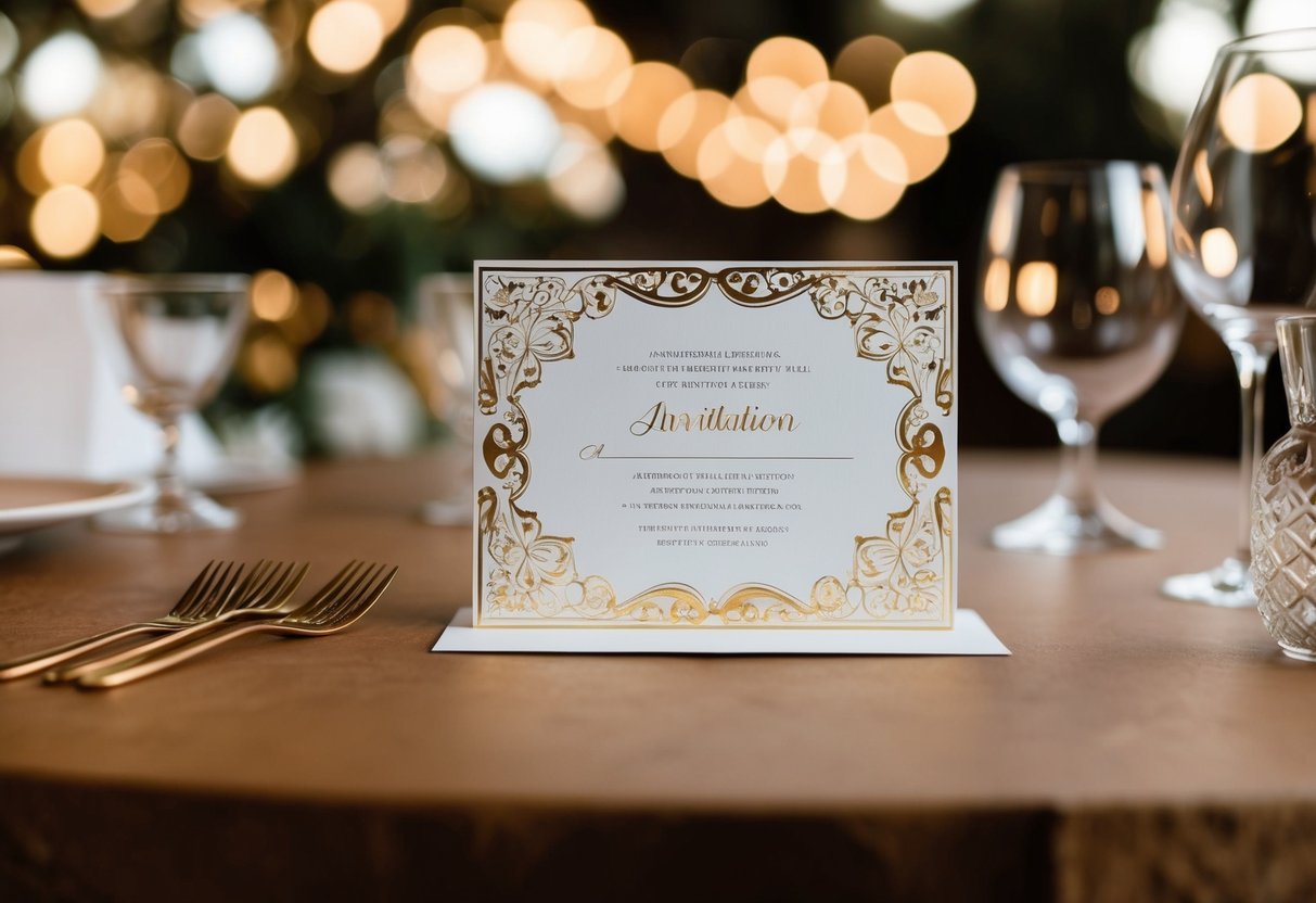 A beautifully decorated invitation card with a space for guests to indicate their attendance
