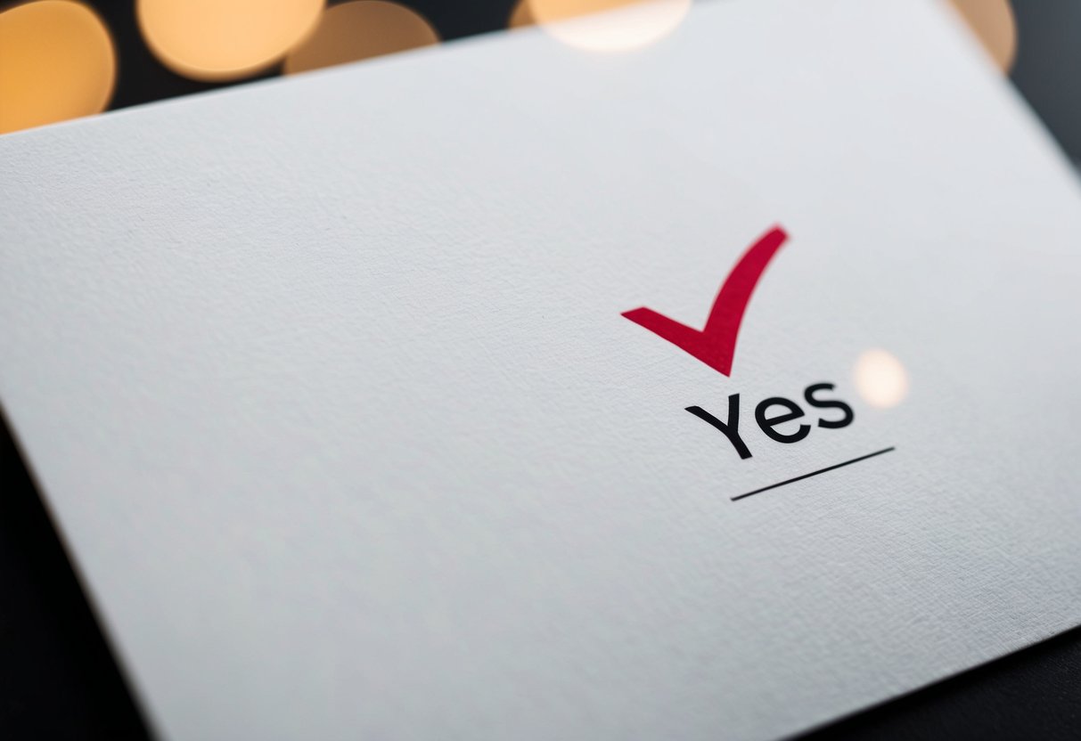 A blank invitation with a checkmark next to "Yes" option