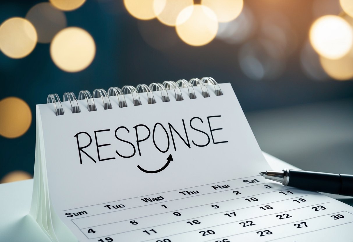 A calendar with a circled date and a blank space for a response