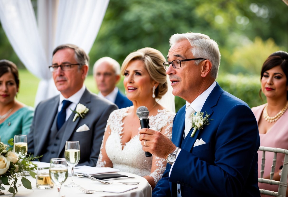 Parents speak at a wedding with a mix of traditional and modern speech etiquette, expressing love and support
