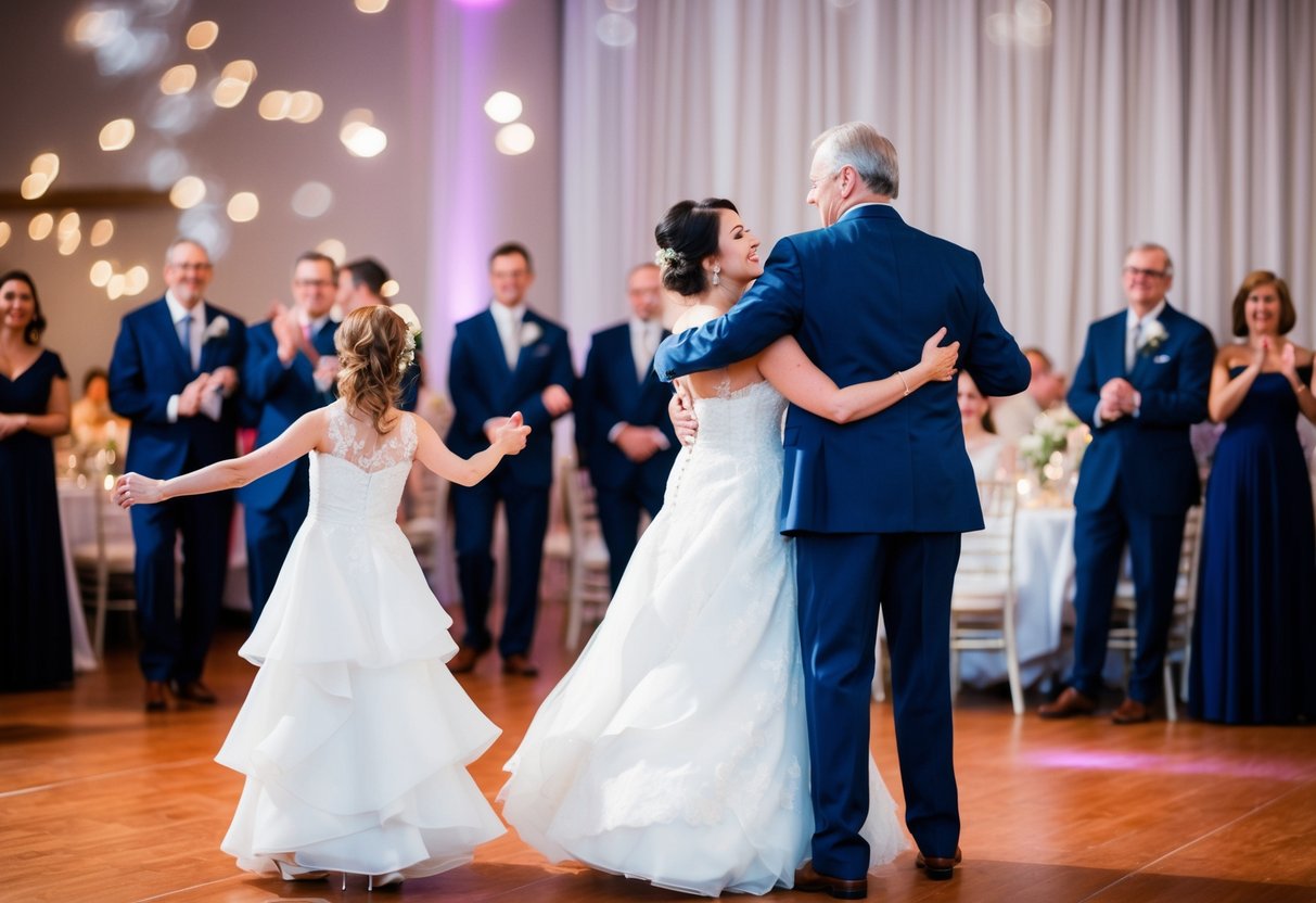 The bride dances with her father first, followed by the groom