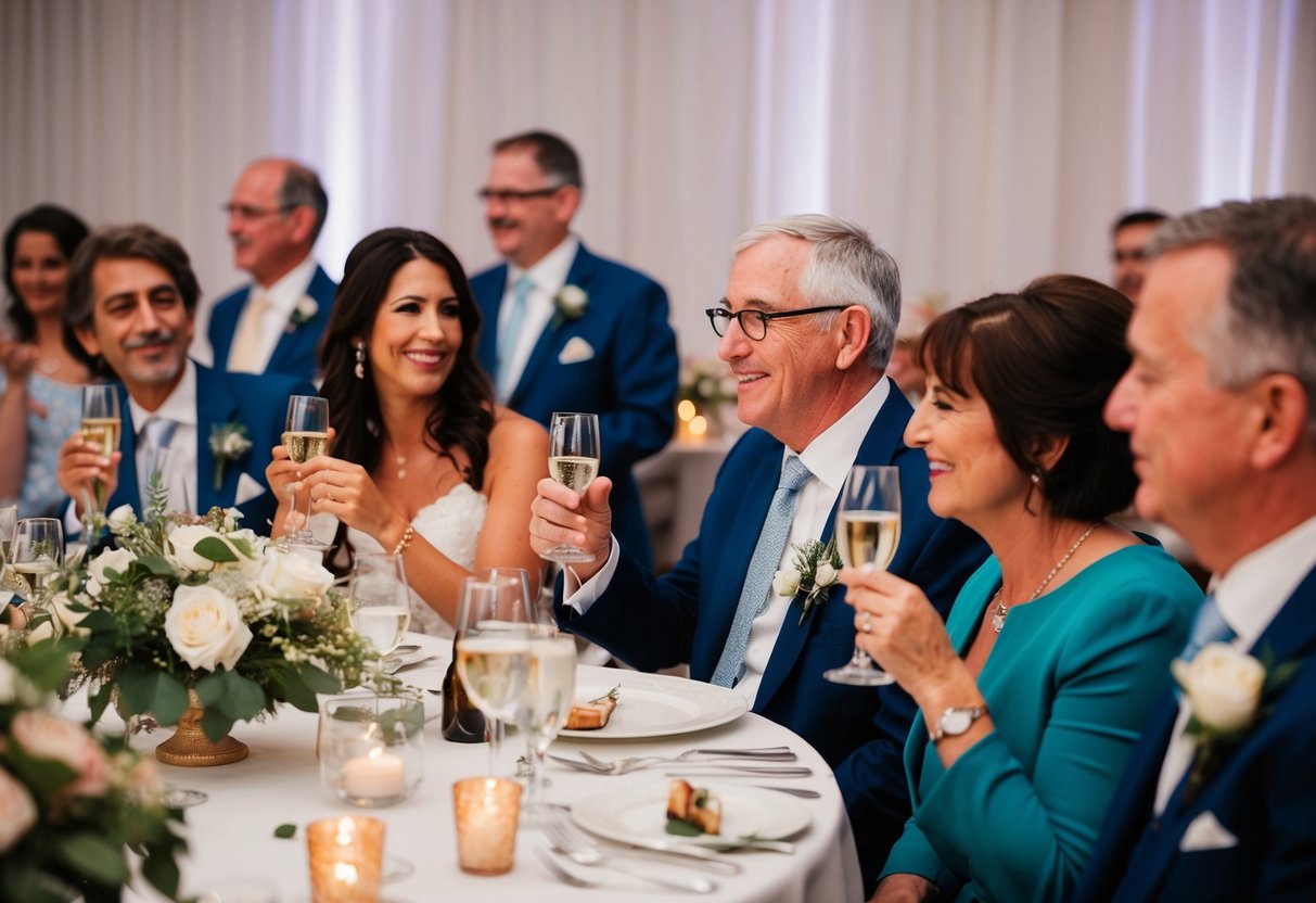 Parents toast at wedding reception