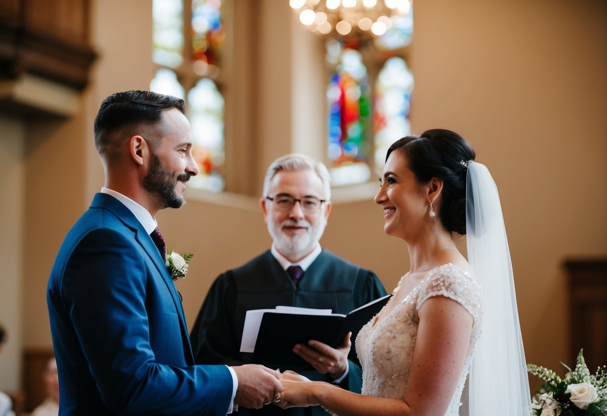 A humanist celebrant officiates a legal marriage ceremony