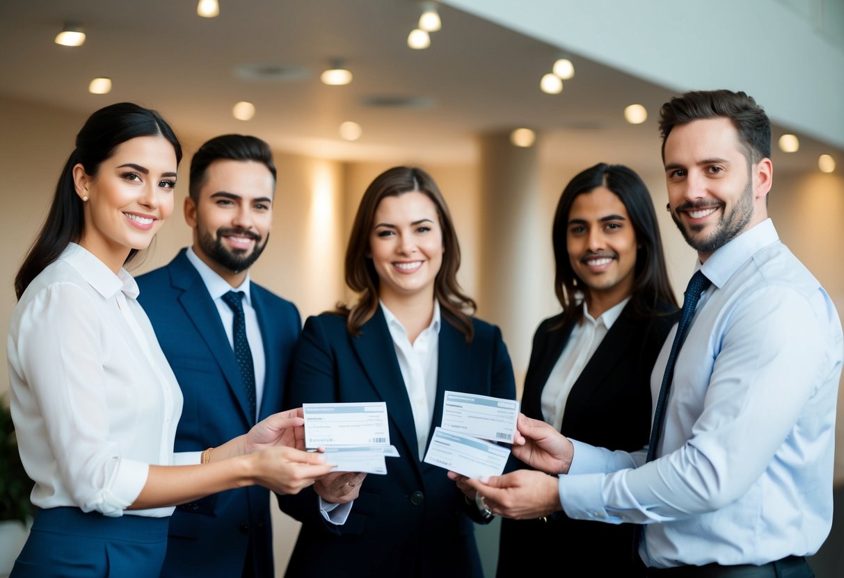 A group of event coordinators in the UK receiving their paychecks