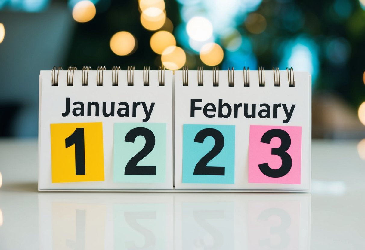 A calendar with highlighted months of January, February, and November