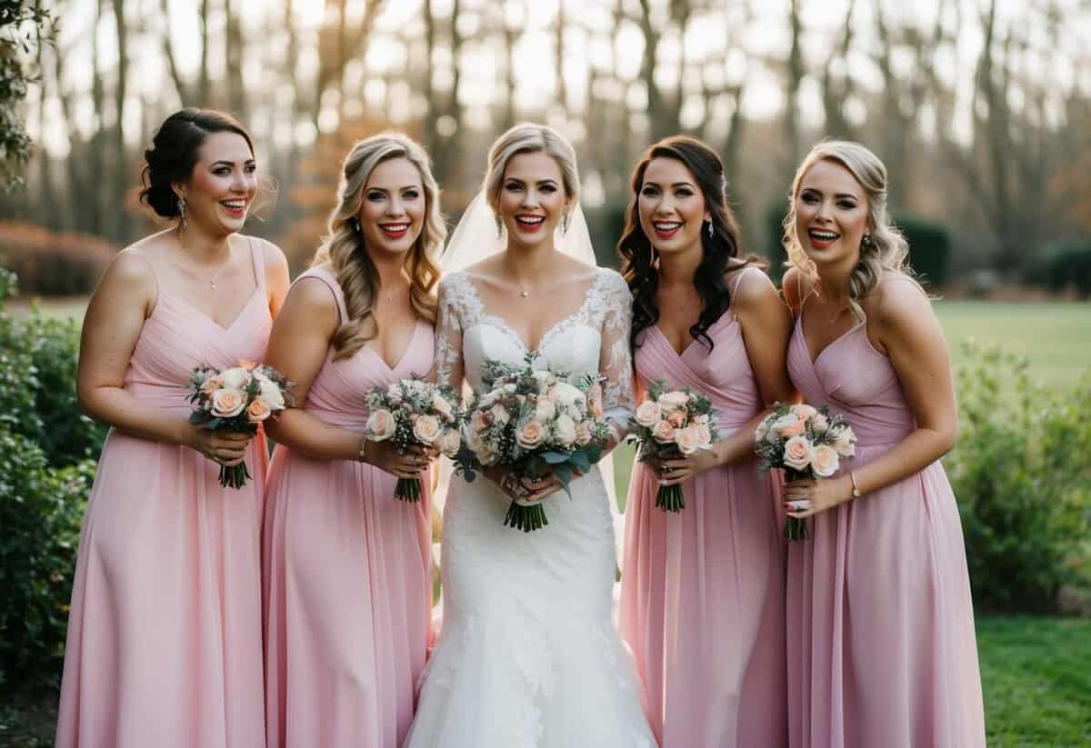 Bridesmaids paying for dresses, shoes, hair and makeup, travel, accommodations, and gifts