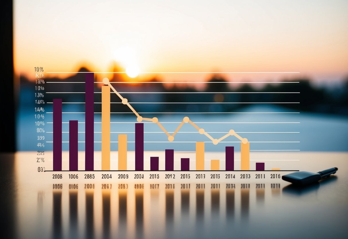 A graph showing a downward trend in destination wedding bookings over time