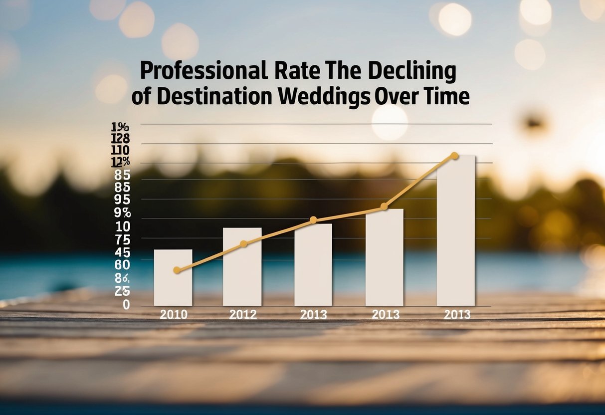 A graph showing the decline rate for destination weddings over time