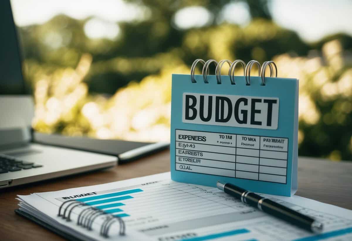 A wedding budget spreadsheet with categories for expenses and payment responsibilities
