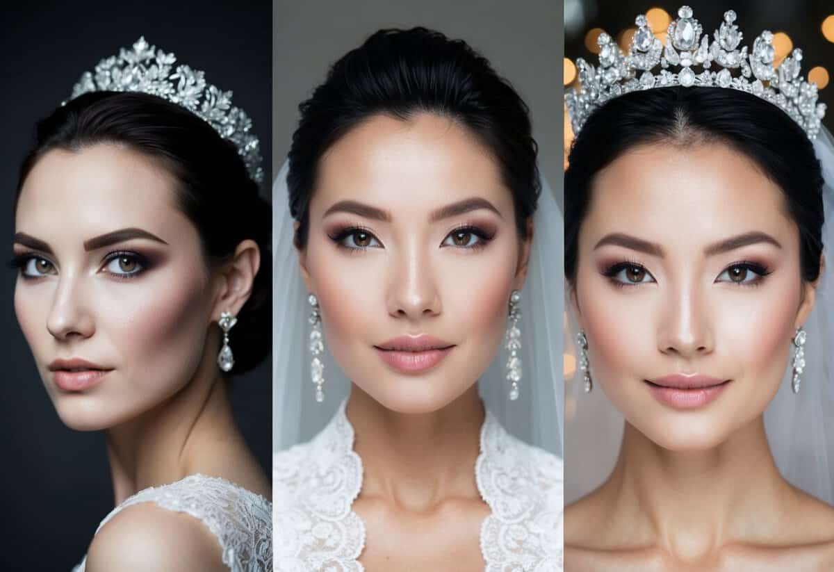 A bride with matte makeup has a velvety, soft finish, while a bride with dewy makeup has a luminous, glowing complexion