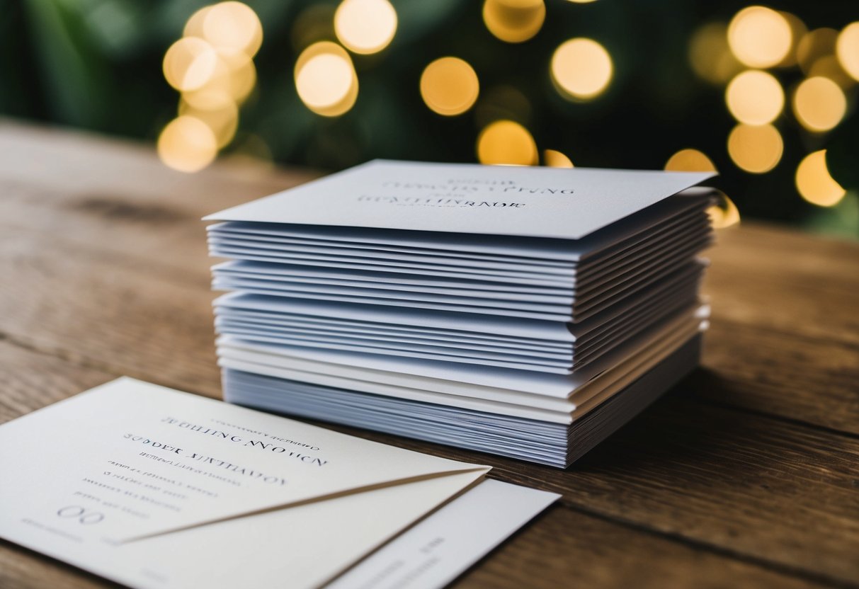 A stack of wedding invitations with varying response rates