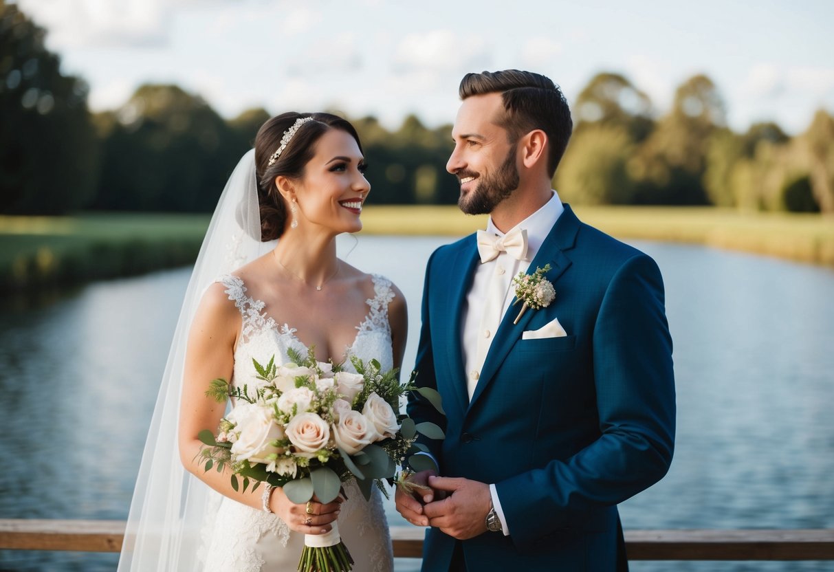 The groom may cover the cost of the bride's wedding dress, accessories, and bouquet