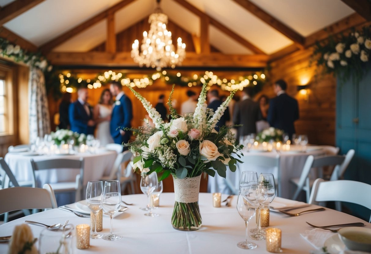 A cozy wedding venue with floral decor and a small guest list in the UK