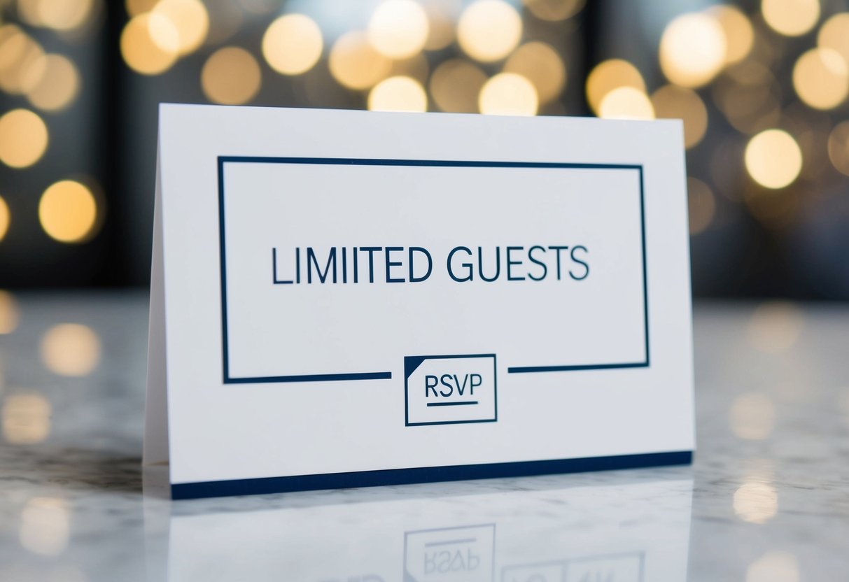 A stylish invitation card with a "limited guests" icon and a blank RSVP section