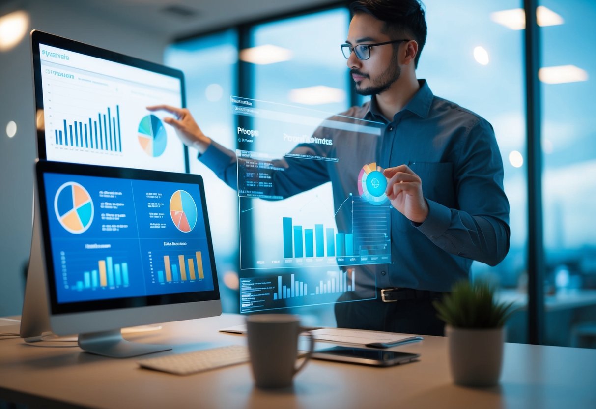 A person analyzing digital data and charts to predict event attendance