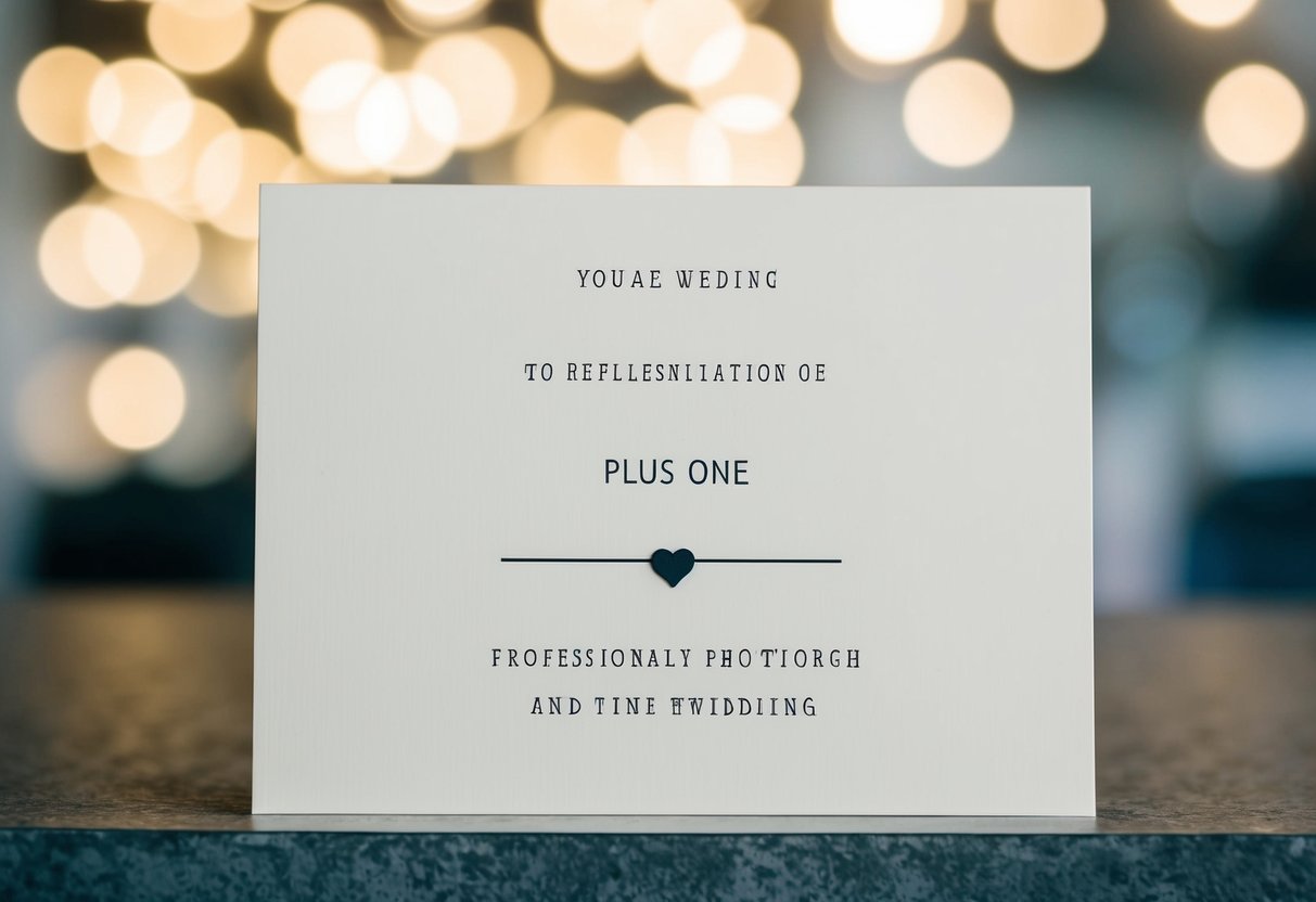 A wedding invitation with a single name and a line through the "plus one" option