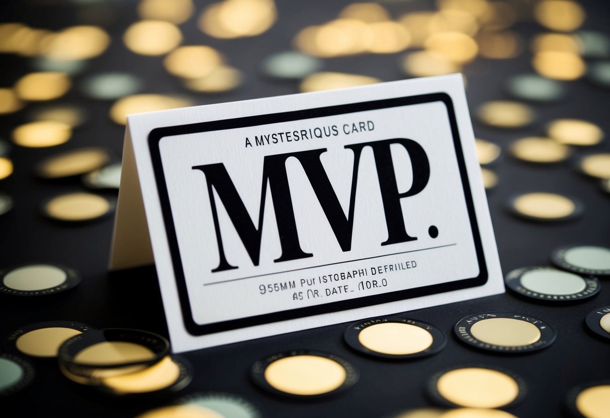 A mysterious RSVP card with the letter "M" prominently displayed