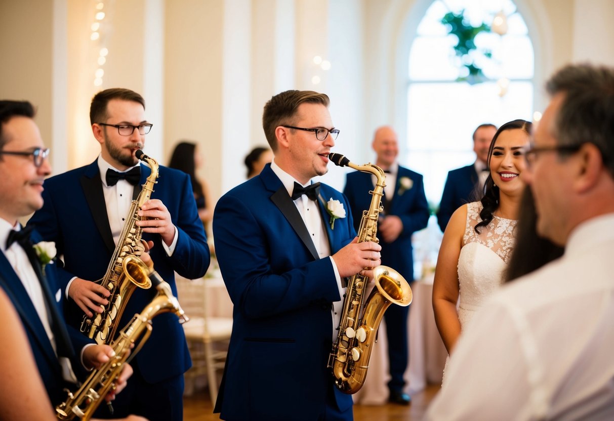 A wedding band playing at a volume level that allows for clear and enjoyable conversation among guests