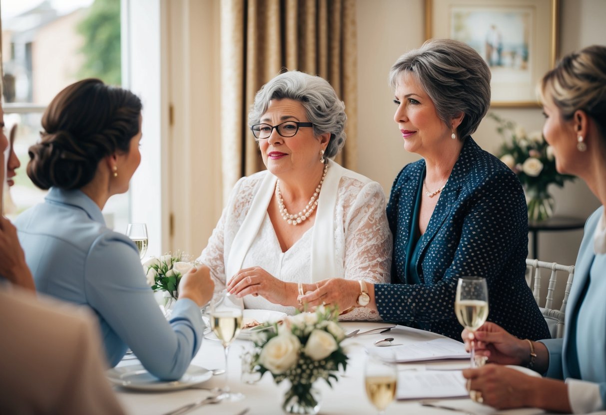 A mother provides emotional and logistical support for her daughter's wedding, offering guidance and assistance in planning and organizing the event