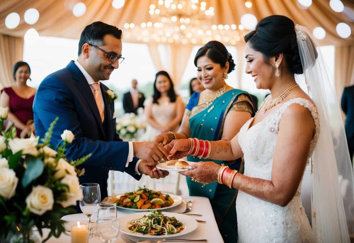 The bride's family pays for wedding expenses, including venue, decorations, and food