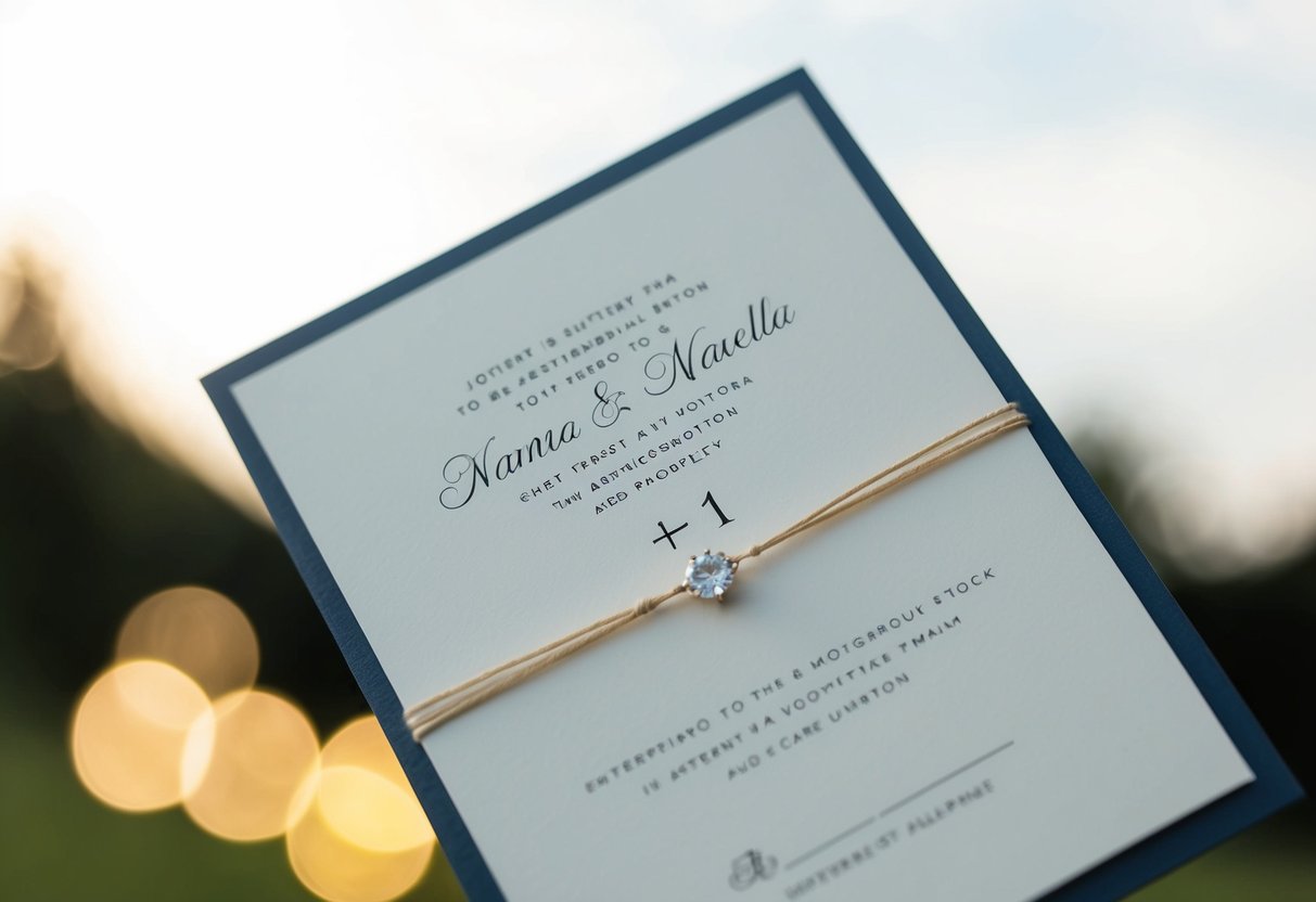 A wedding invitation with a blank space for the guest's name and a "+1" option