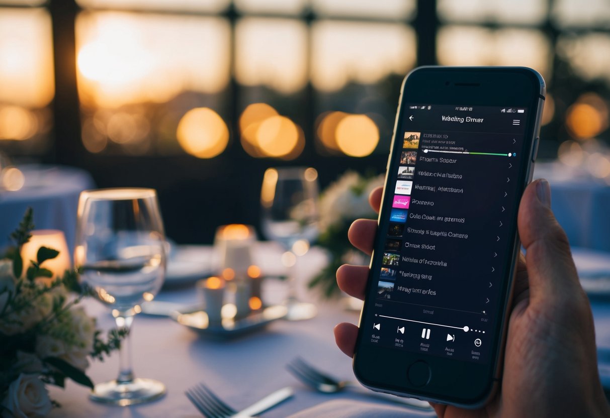 A wedding dinner playlist with diverse music genres and song selection, spanning a range of moods and tempos, should be at least 3-4 hours long