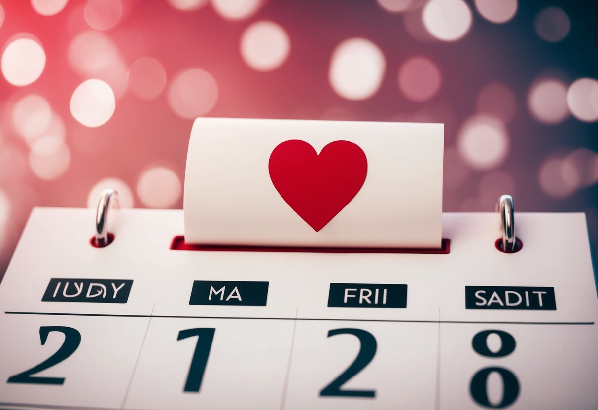 A calendar with a heart-shaped date circled in red