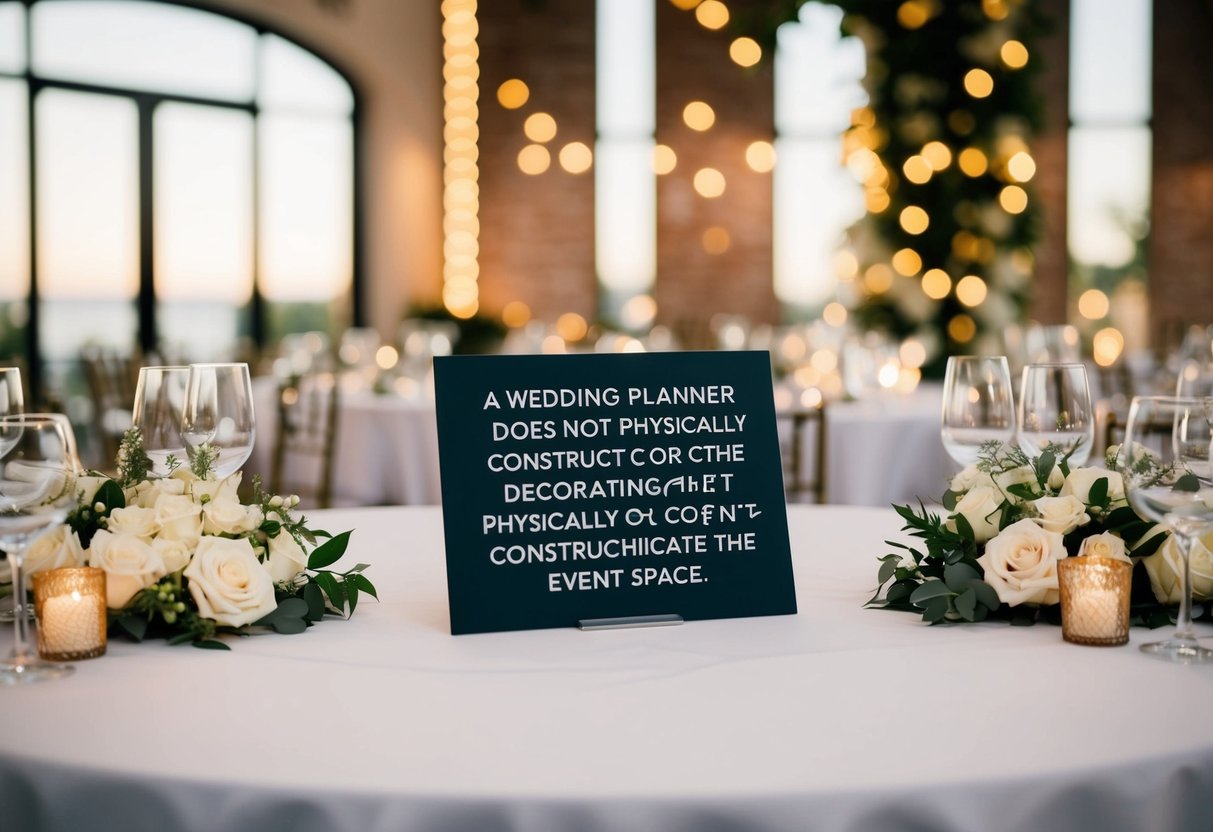 A wedding planner does not physically construct or decorate the event space