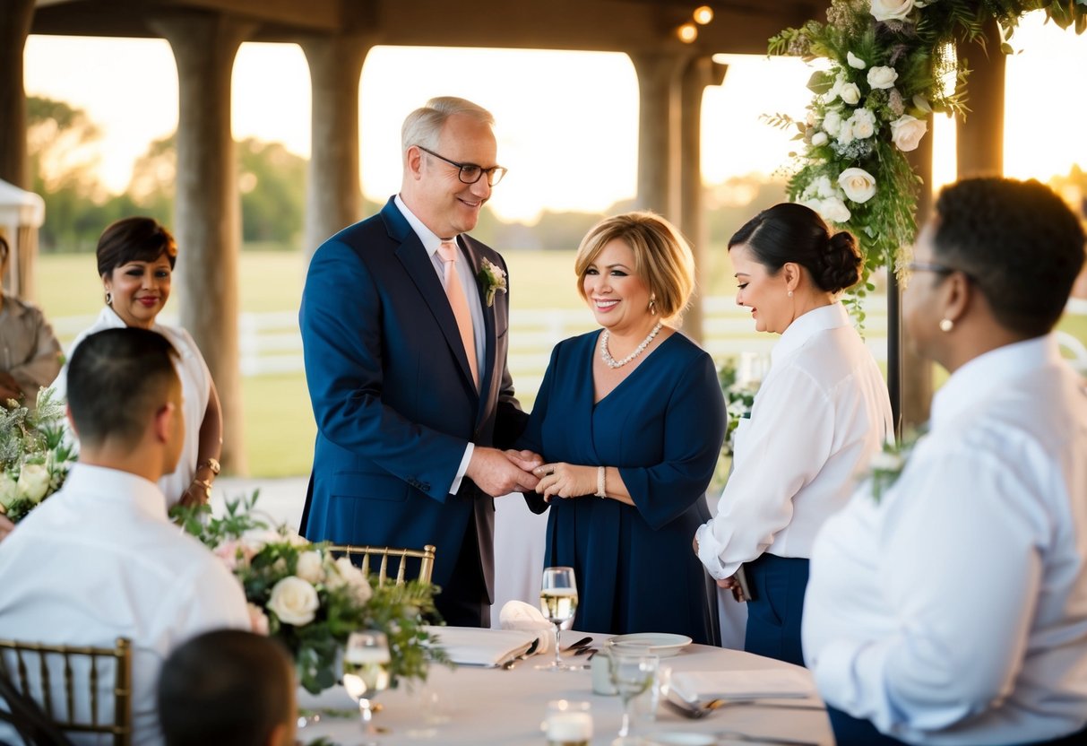 A family member coordinates with vendors and venue staff for a wedding
