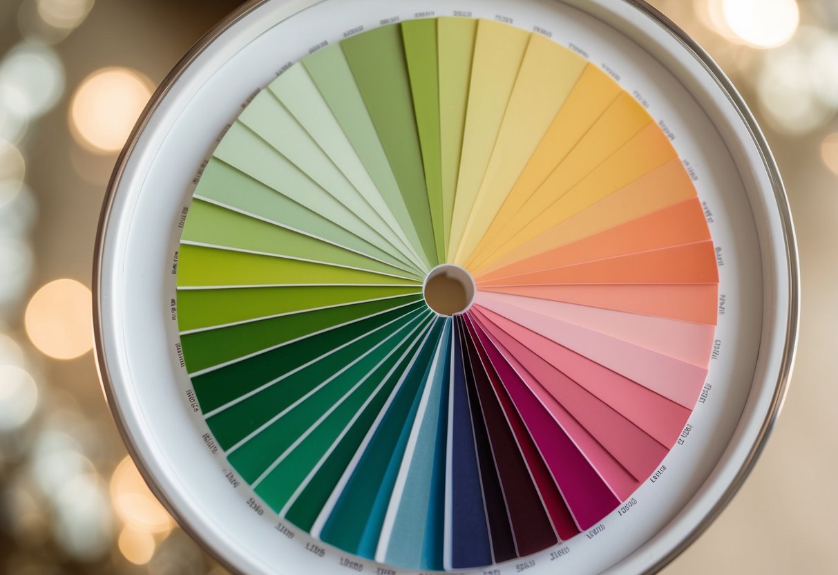 A color wheel with swatches of coordinating wedding colors