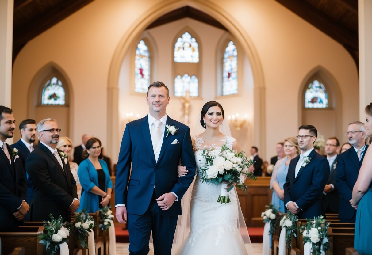 A groom stands at the altar, waiting for his bride to walk down the aisle