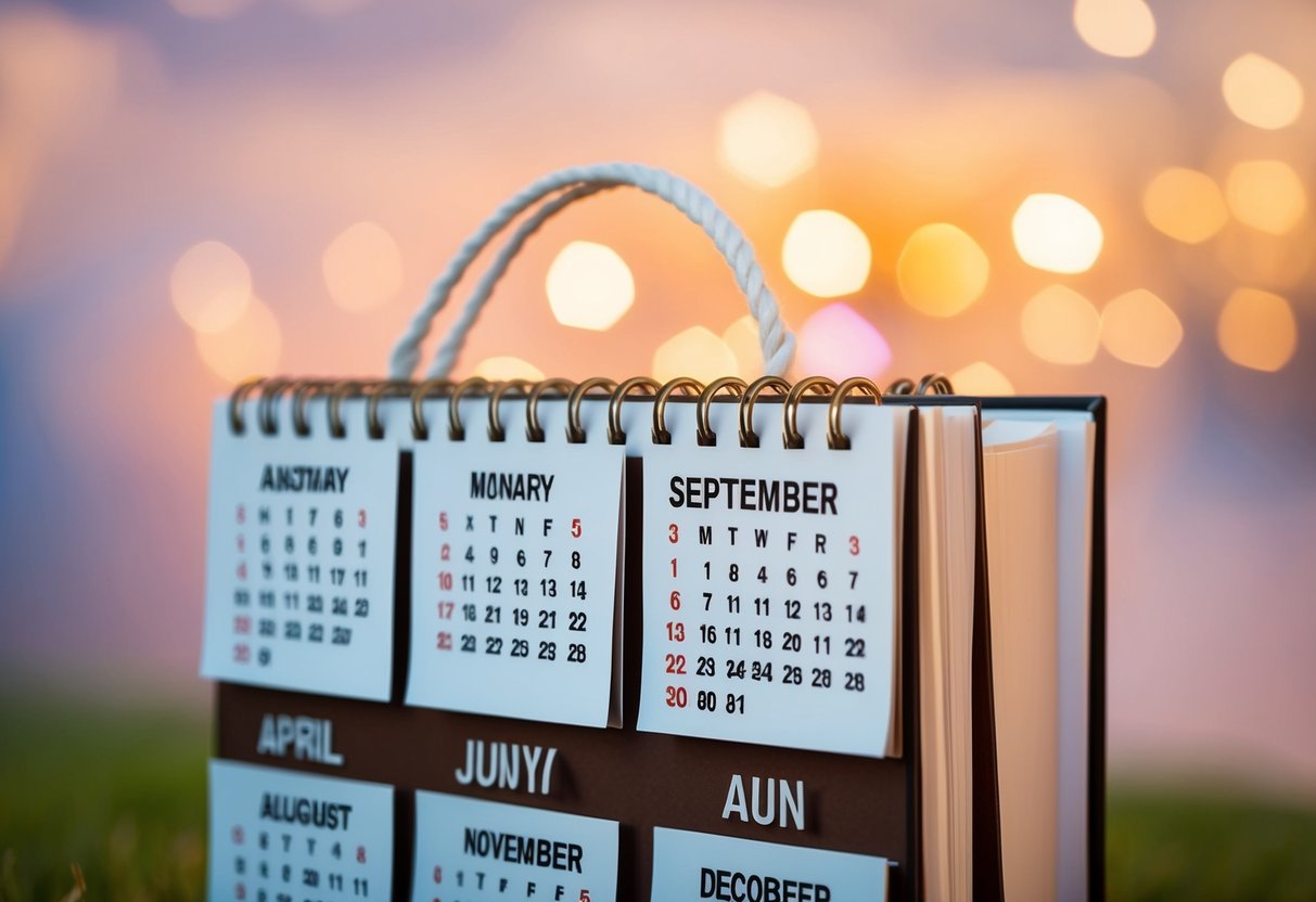 A calendar with the most popular wedding months highlighted