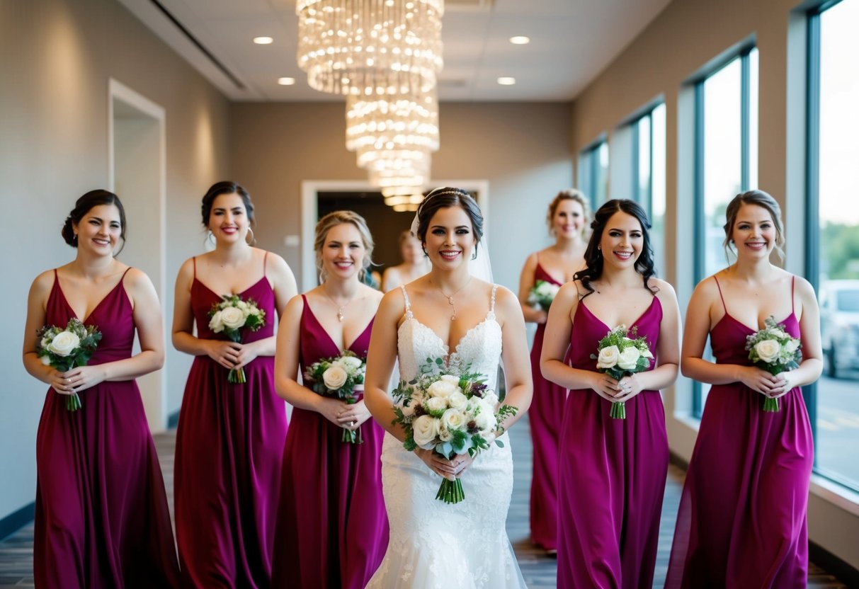 Bridesmaids enter in custom order, each with unique variation