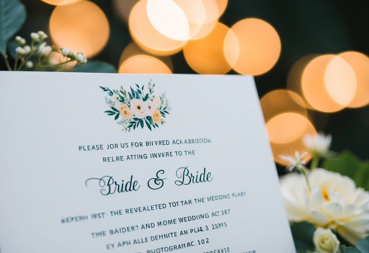 A wedding invitation with the bride's name listed first