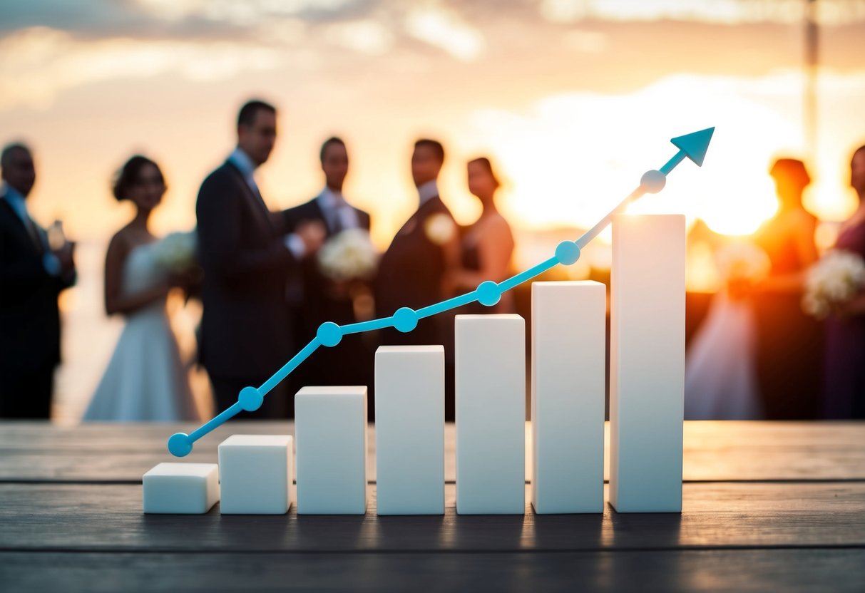 A graph showing a downward trend with declining wedding guests