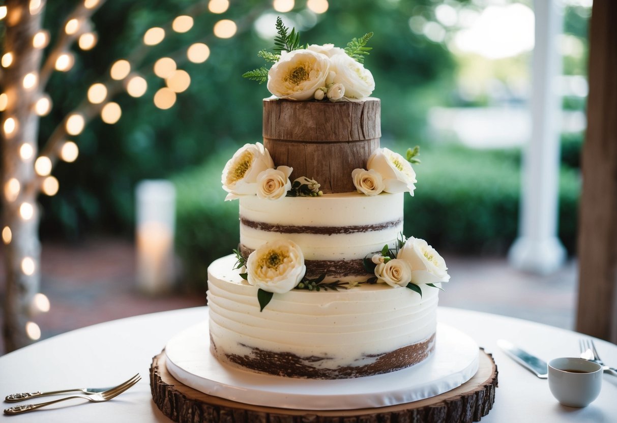 A groom's cake: rustic, smaller, themed to groom's interests. Wedding cake: elegant, tiered, adorned with flowers or intricate designs
