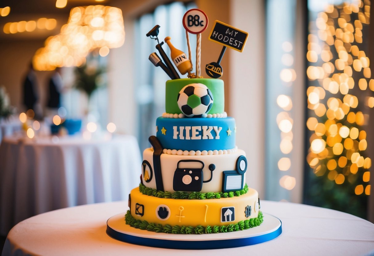 A groom's cake featuring his hobbies and interests, paid for by the bride's family