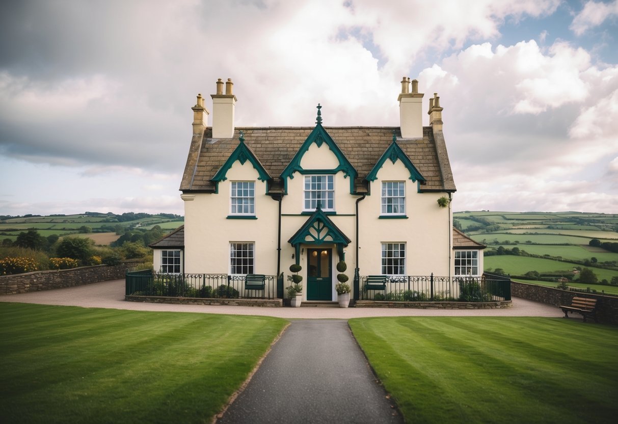 A quaint registry office in Gretna Green, with a picturesque view of the countryside and a charming interior for intimate weddings