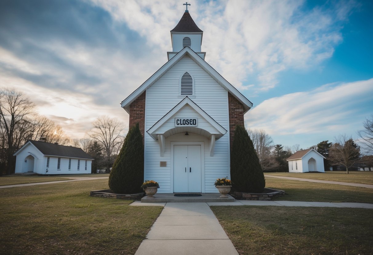 A deserted wedding chapel on April 1st, with a "closed" sign on the door