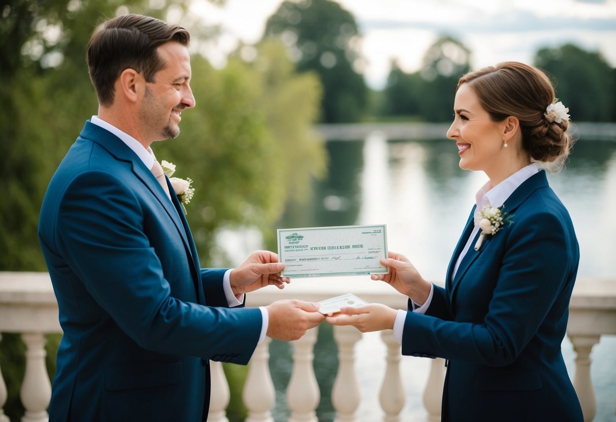 A couple receives a check from the government after getting married