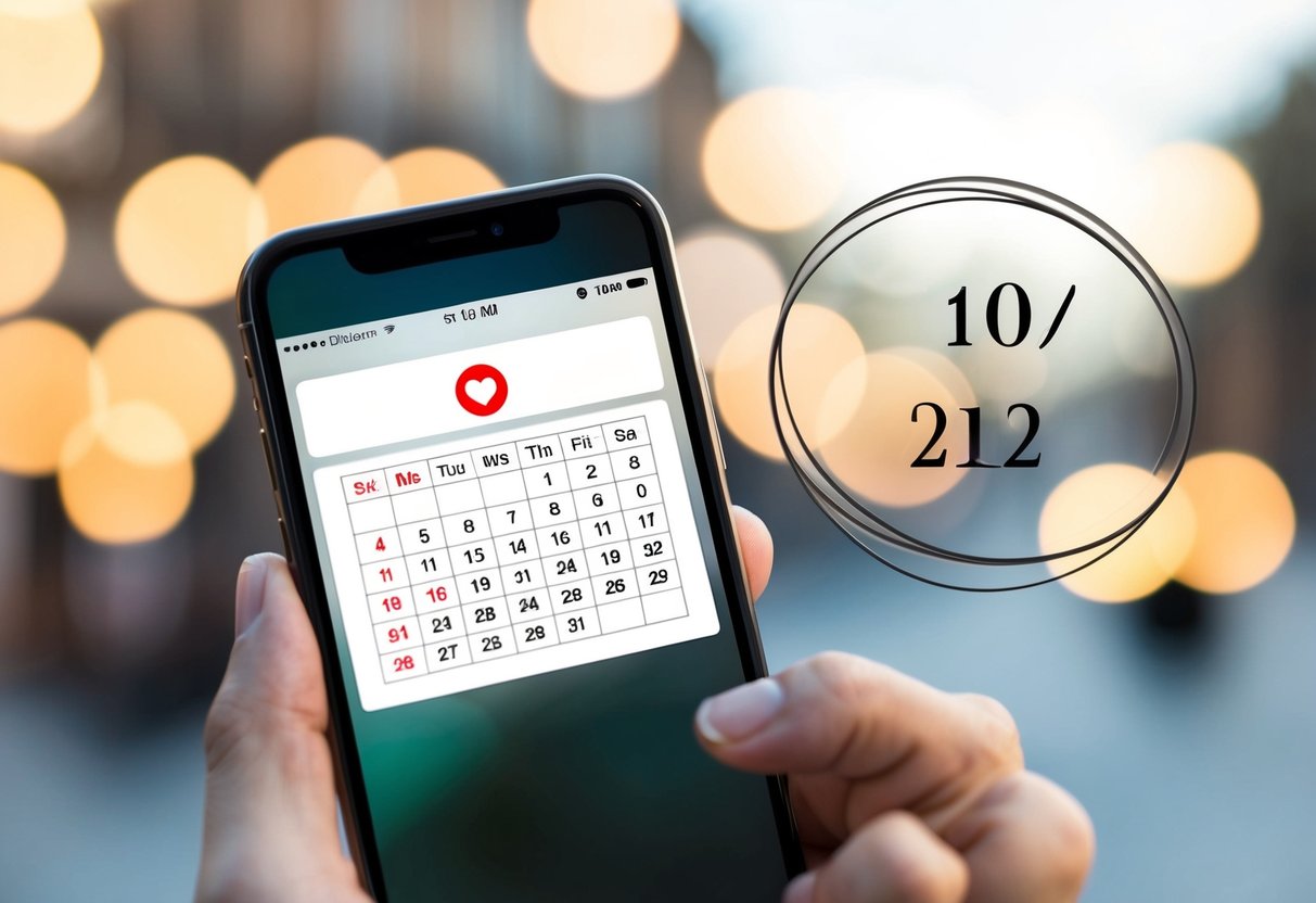 A calendar with a circled wedding date and a notification icon displayed on a smartphone screen