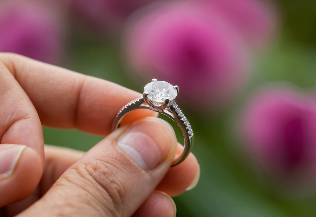 A wedding ring being placed on a finger