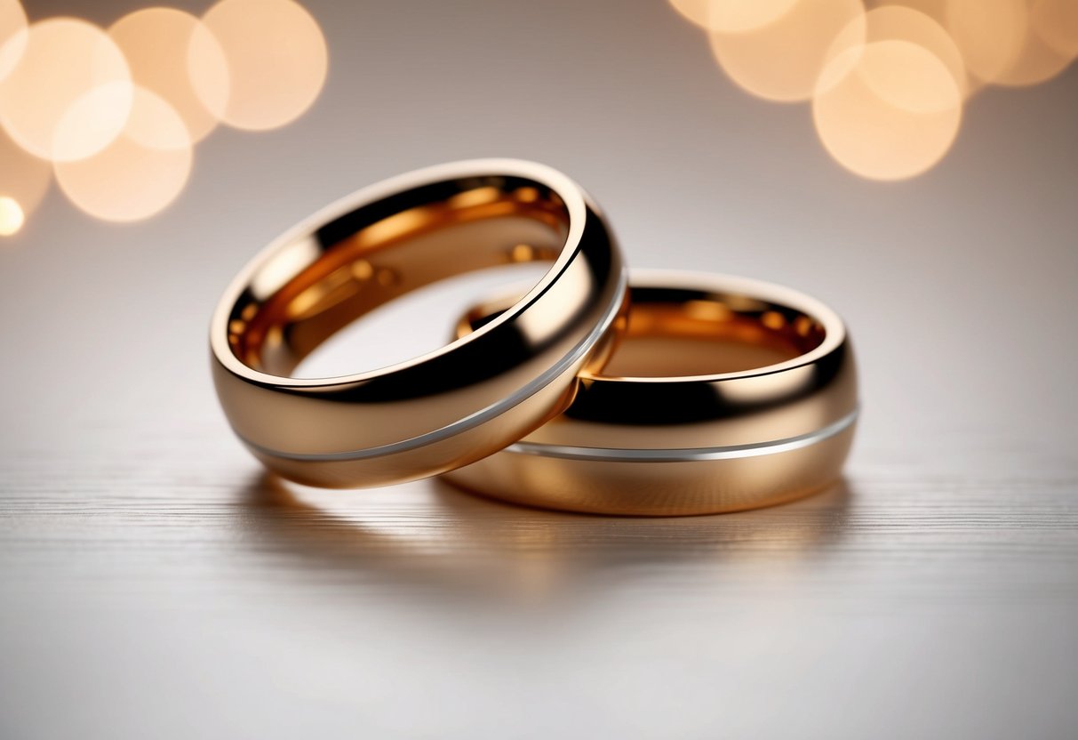 A digital rendering of two rings merging into one, symbolizing a virtual marriage ceremony
