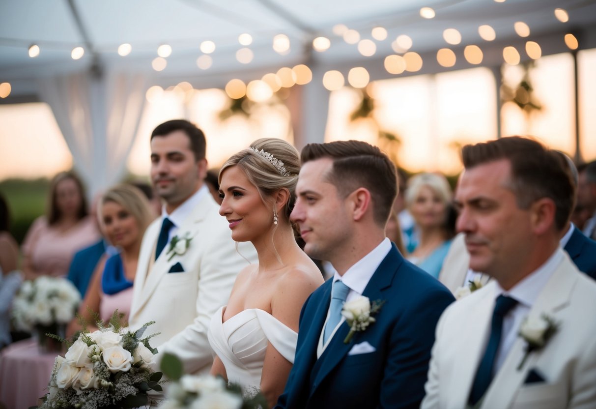 A wedding guest wearing white