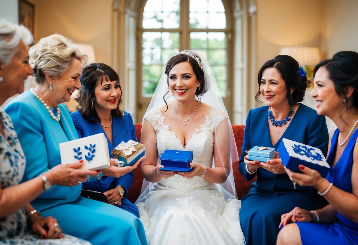 A bride receives old, new, borrowed, and blue items from loved ones
