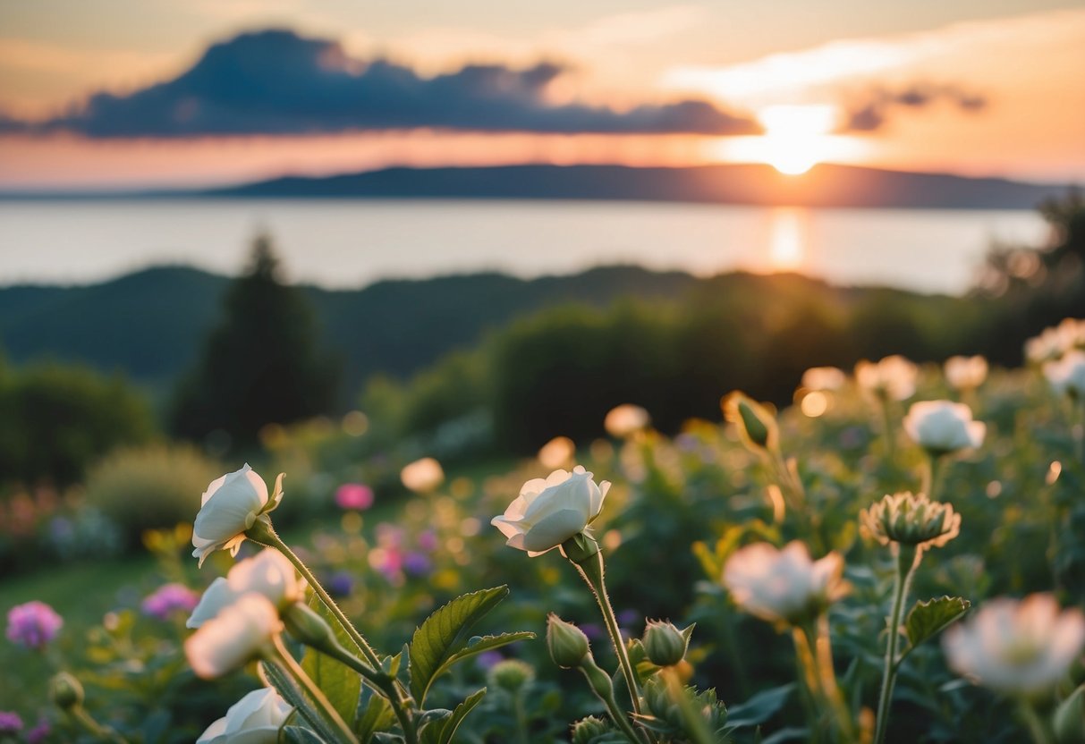 A secluded garden wedding at sunrise