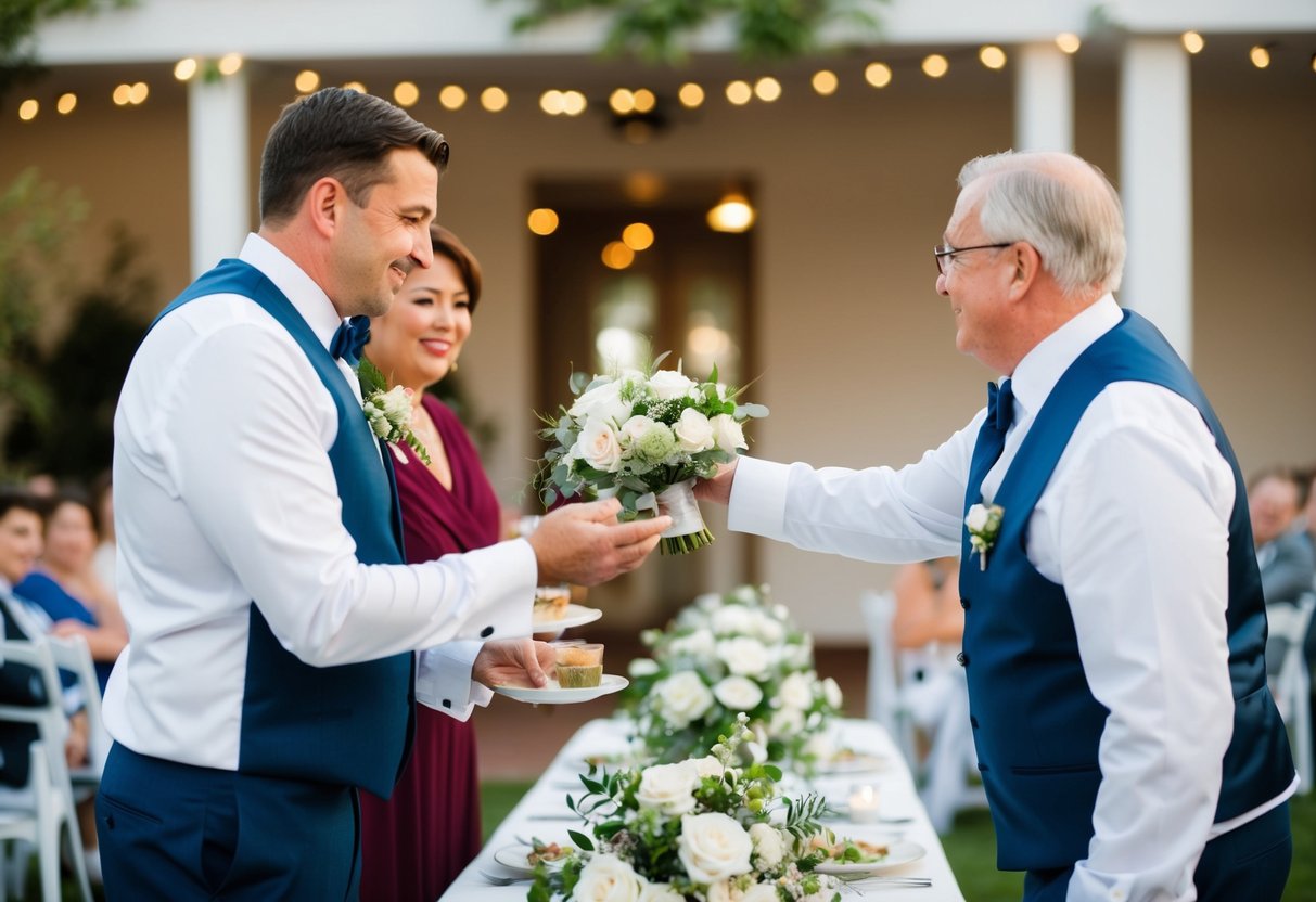 The groom's parents pay for the wedding venue, catering, and decorations